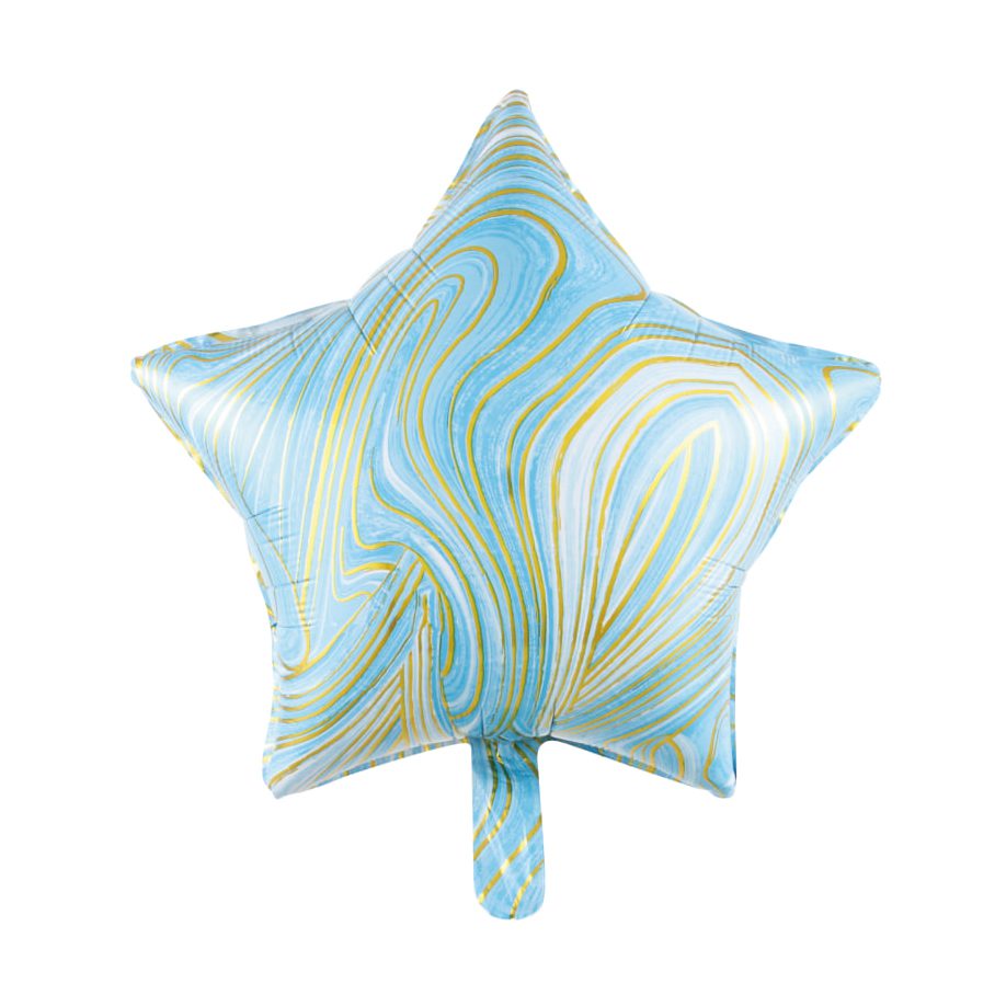 Balon marmorat din folie metalizata , stea , albastru , 45 cm