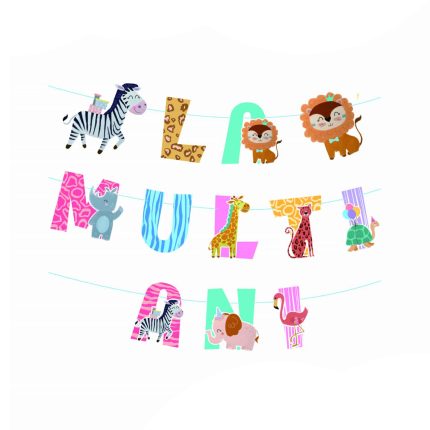 Ghirlanda La Multi Ani , animalute , multicolor , 4.5m