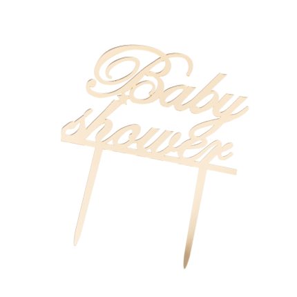 Topper tort , Baby Shower , auriu , 13×9 cm