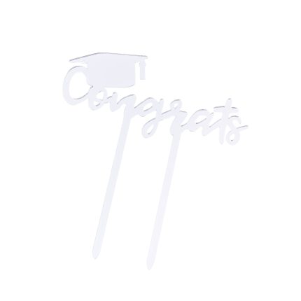 Topper tort , Congrats , argintiu , 13×6 cm