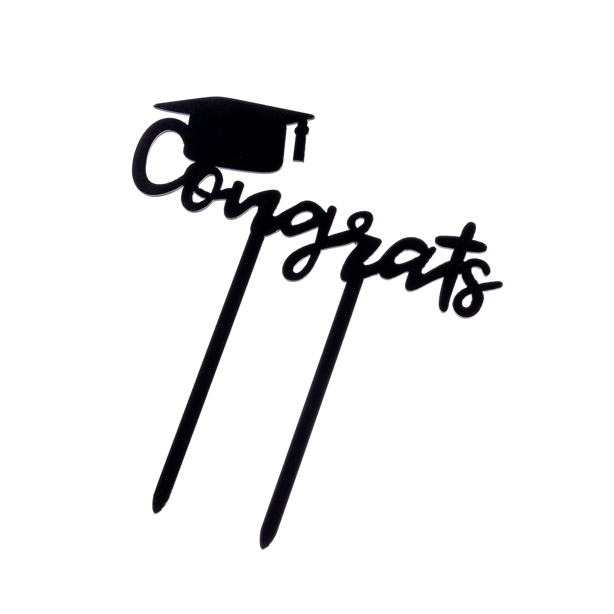 Topper tort , Congrats , negru , 13x6 cm