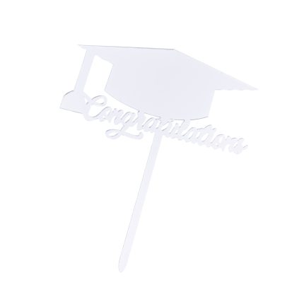 Topper tort , Congratulations , absolvire , argintiu , 13×7 cm