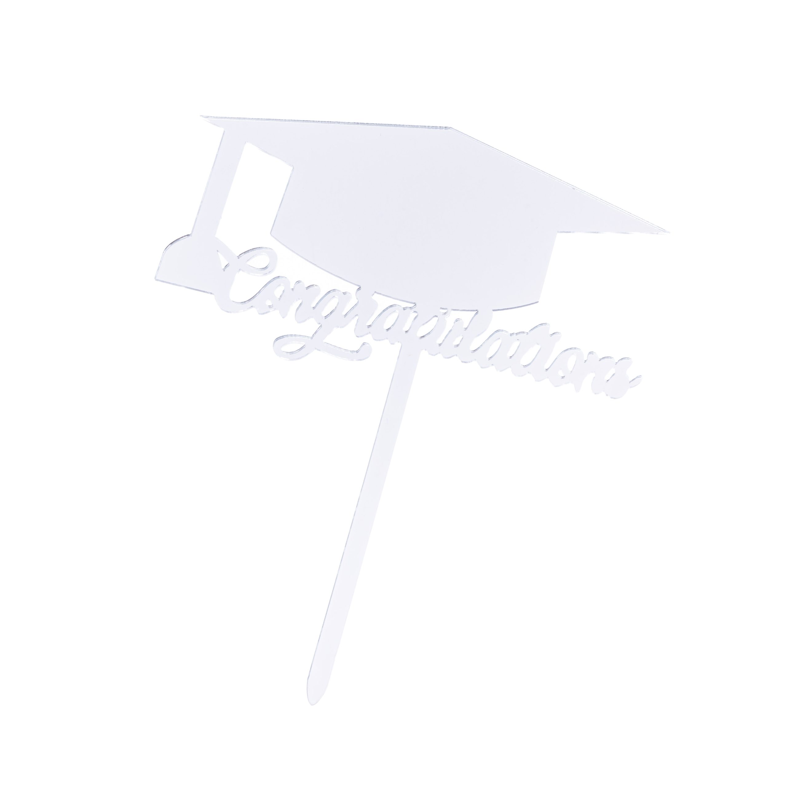 Topper tort , Congratulations , absolvire , argintiu , 13×7 cm