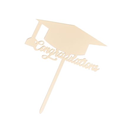 Topper tort , Congratulations , absolvire , auriu , 13×7 cm