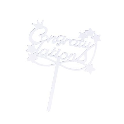 Topper tort , Congratulations , argintiu , 13×9 cm