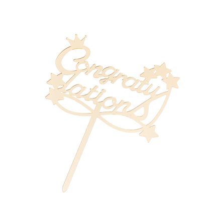 Topper tort , Congratulations , auriu , 13×9 cm