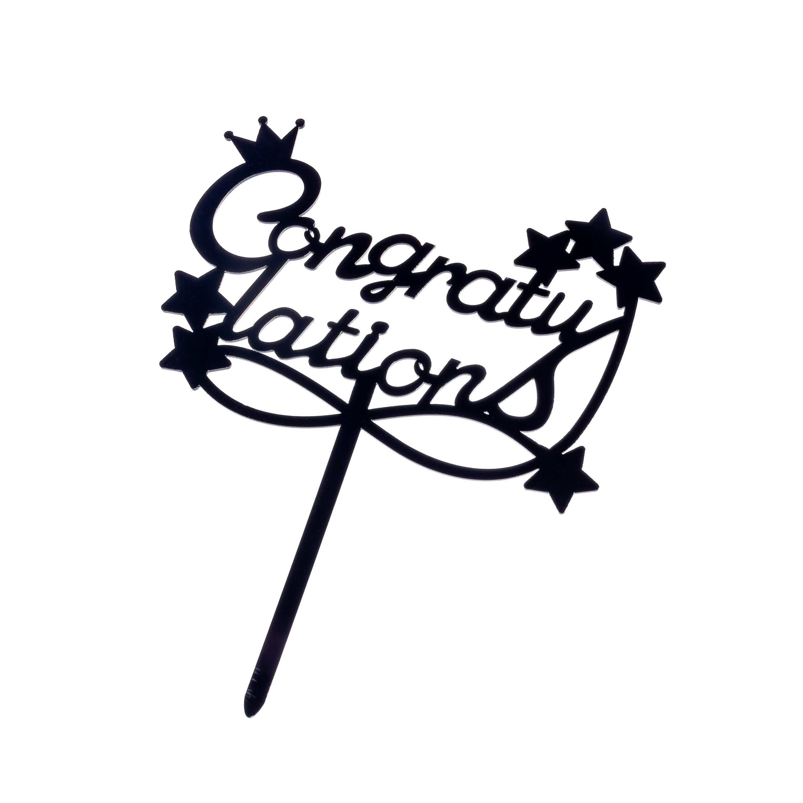 Topper tort , Congratulations , negru , 13×9 cm