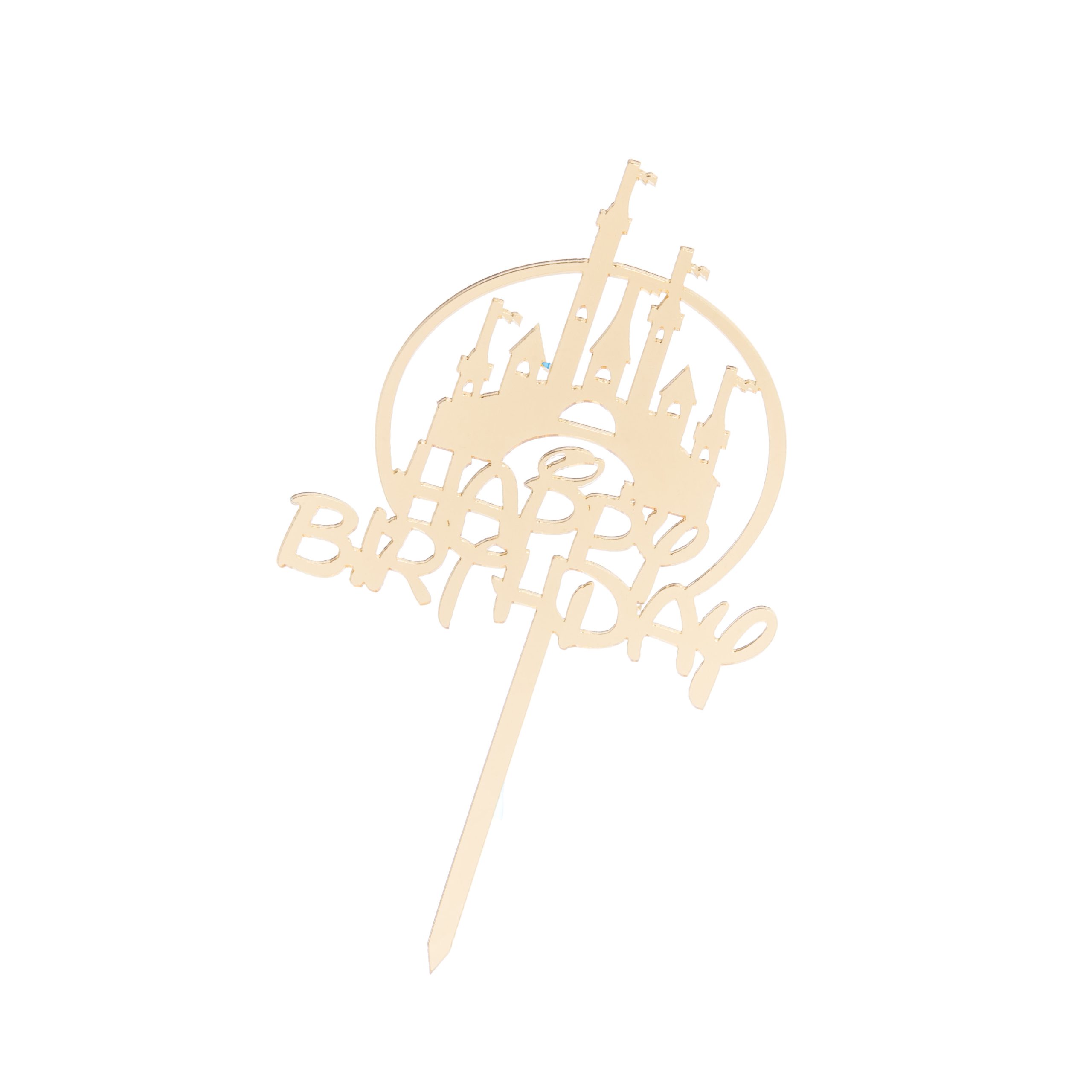 Topper tort , Happy Birthday , auriu , 9×10 cm