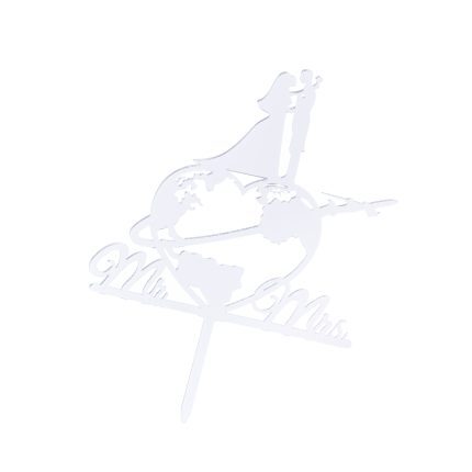 Topper tort Mr Mrs , argintiu , 13×13 cm