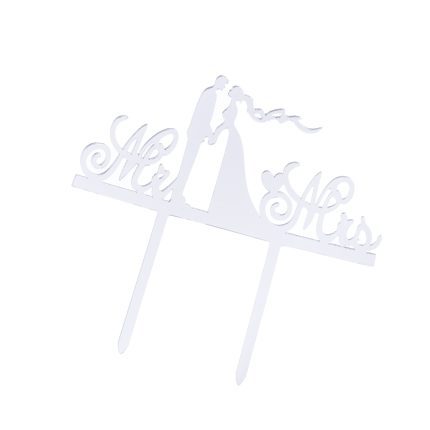 Topper tort Mr Mrs , argitniu , 14×7 cm