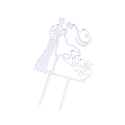 Topper tort , Mr&Mrs , argintiu , 10×12 cm