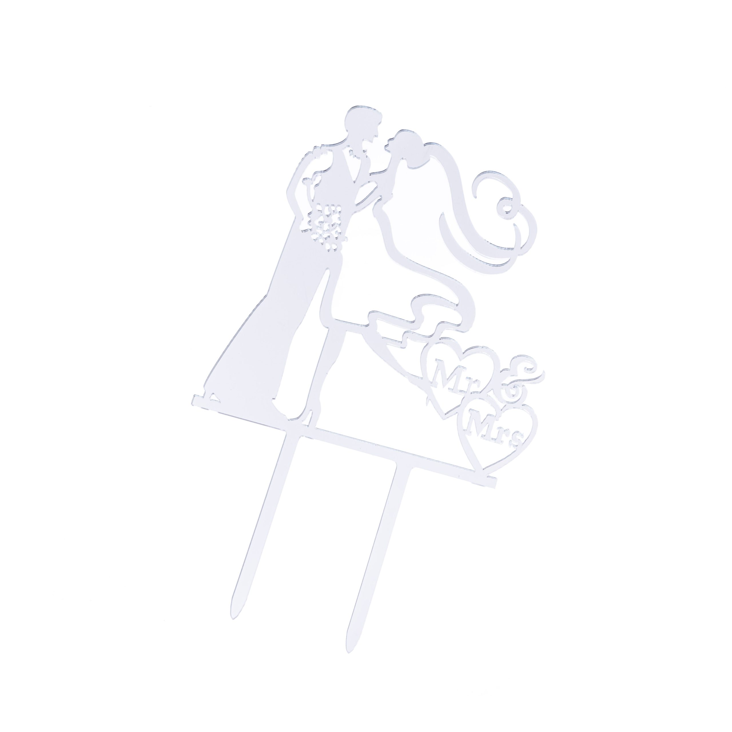 Topper tort , Mr&Mrs , argintiu , 10×12 cm