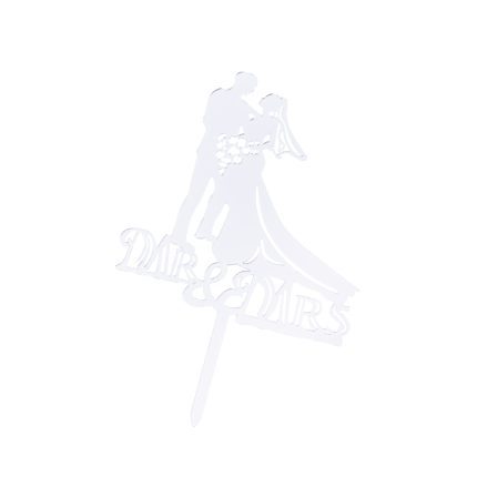 Topper tort , Mr&Mrs , argintiu , 11×13 cm