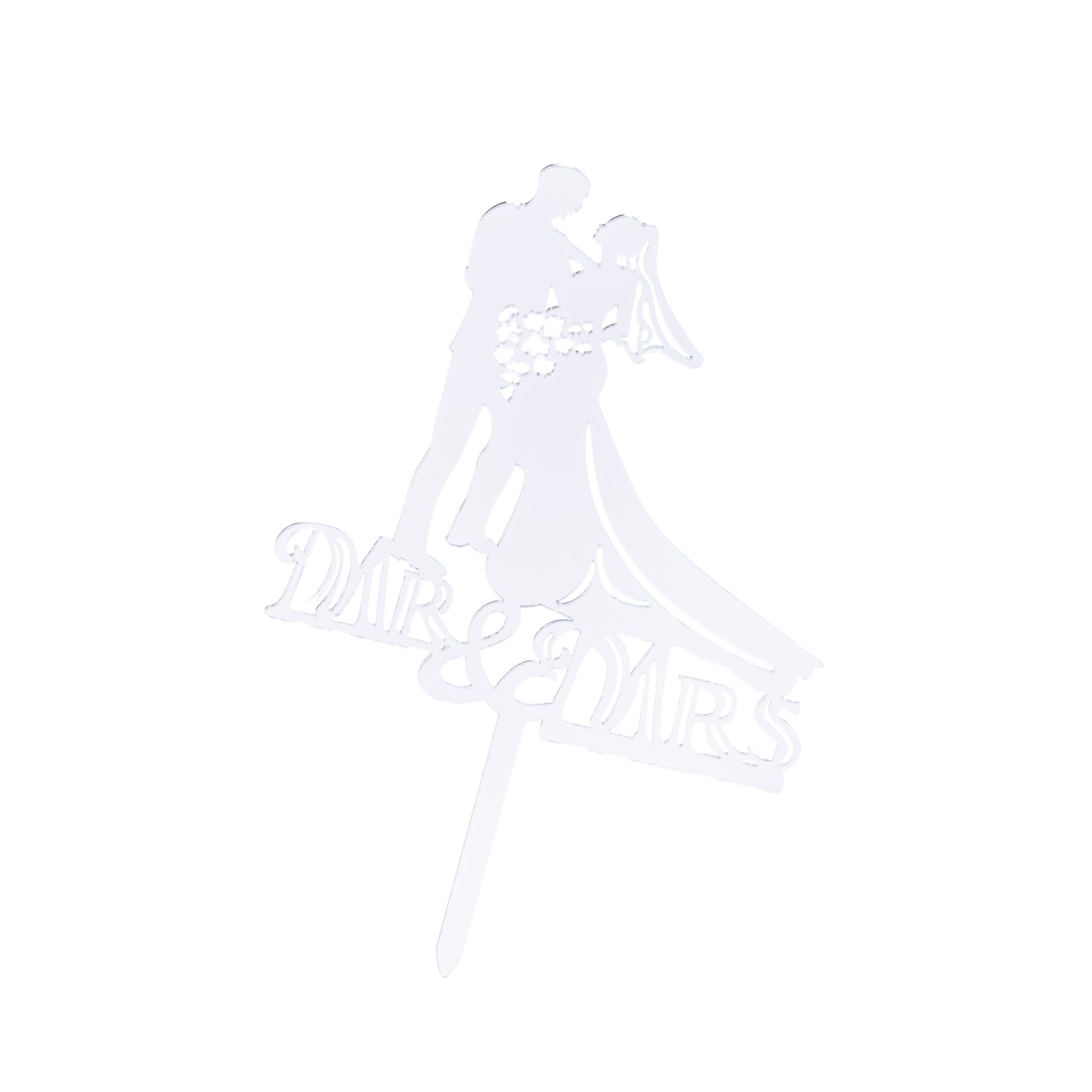 Topper tort , Mr&Mrs , argintiu , 11×13 cm