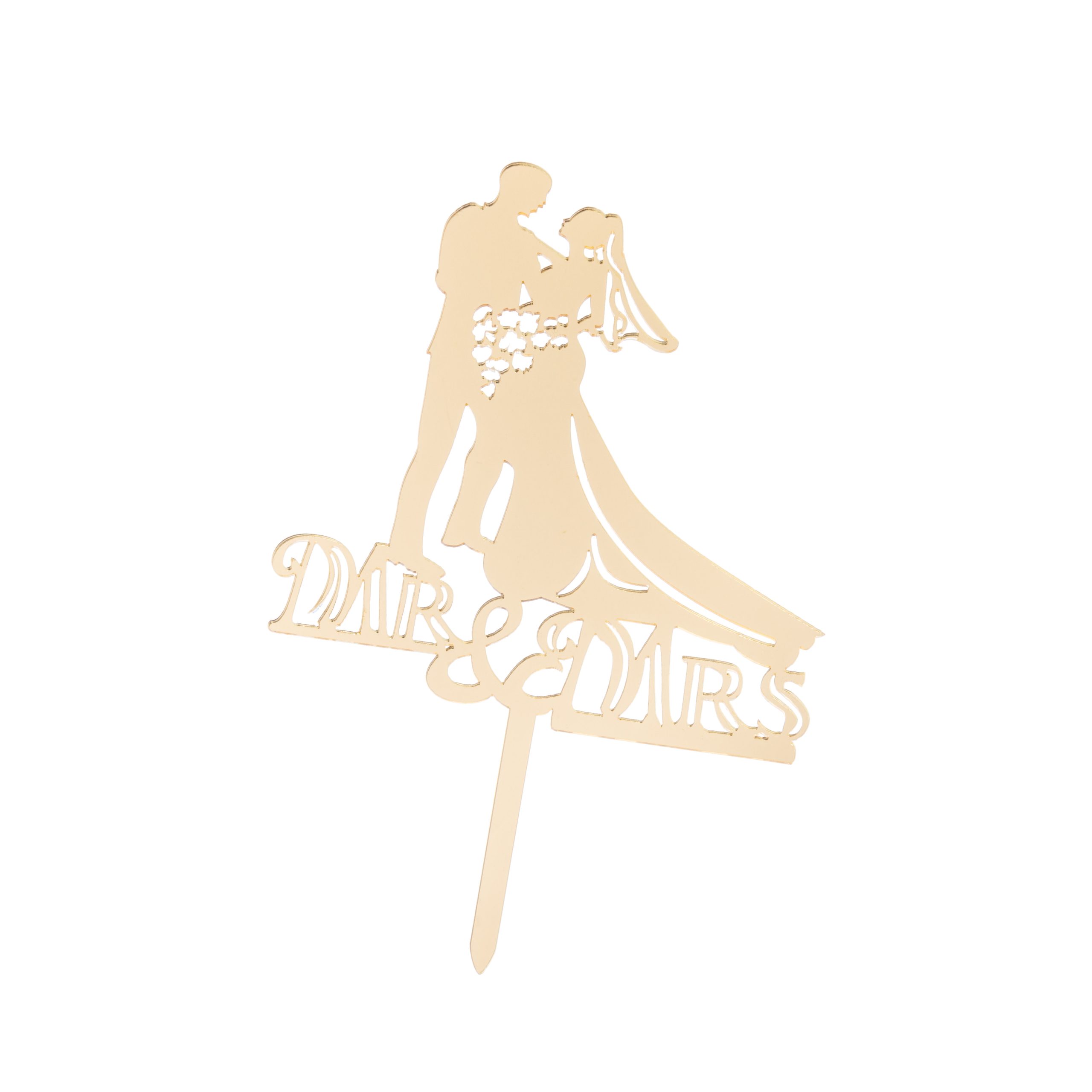 Topper tort , Mr&Mrs , auriu , 11×13 cm