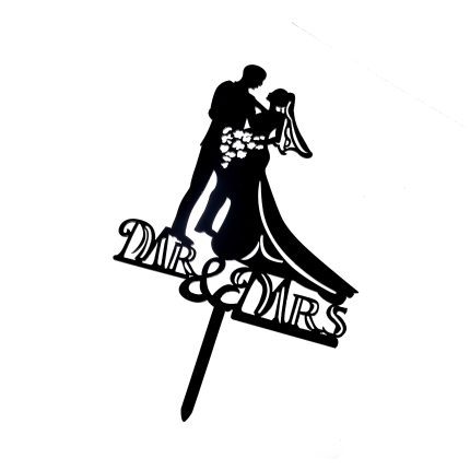 Topper tort , Mr&Mrs , negru , 11x13 cm