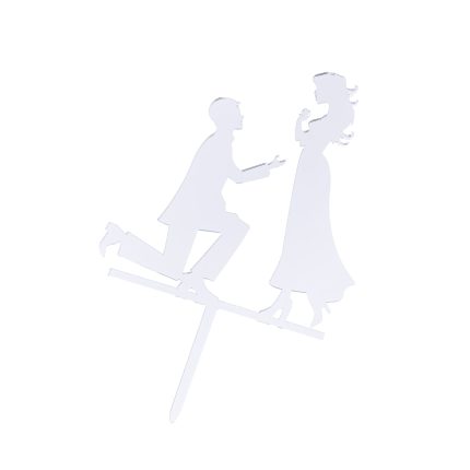 Topper tort , do you marry me , argintiu , 11×13 cm