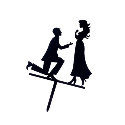 Topper tort , do you marry me? , negru , 11x13 cm