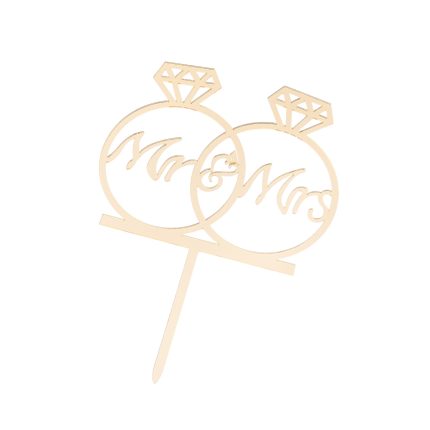 Topper tort , inele , Mr&Mrs , auriu , 13×10 cm