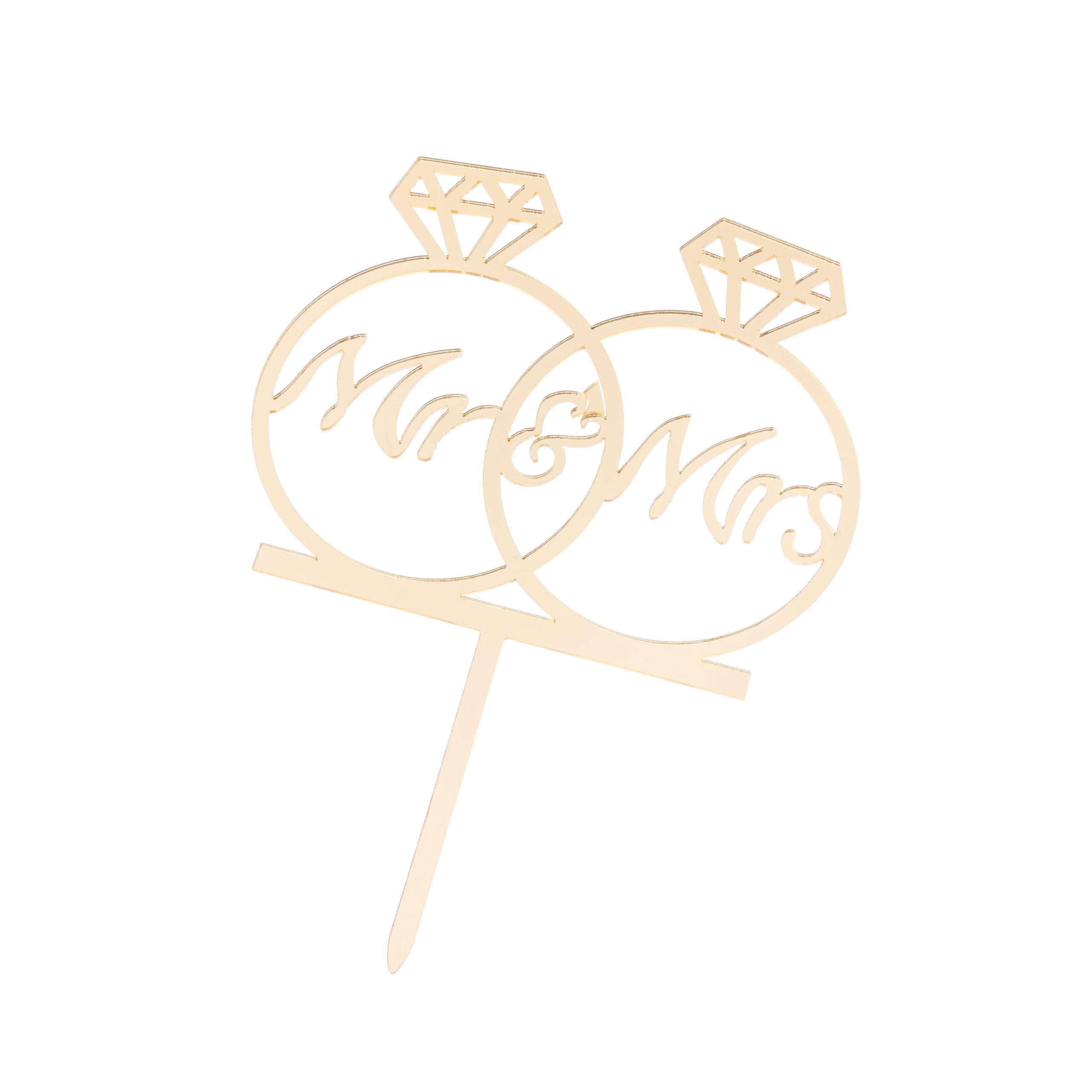 Topper tort , inele , Mr&Mrs , auriu , 13×10 cm