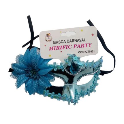 Masca de carnaval cu floare , albastru