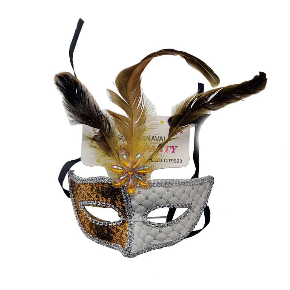 Masca de carnaval cu paiete , auriu