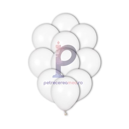 Set 100 baloane din latex , alb sidefat semitransparent , 12.5 cm