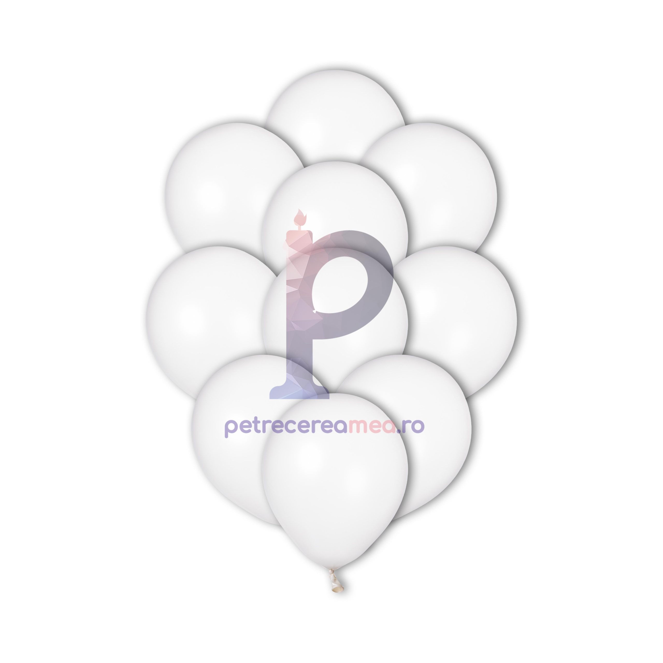 Set 100 baloane din latex , alb sidefat semitransparent , 12.5 cm