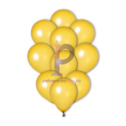 Set 100 baloane din latex , auriu sidefat semitransparent , 12.5 cm