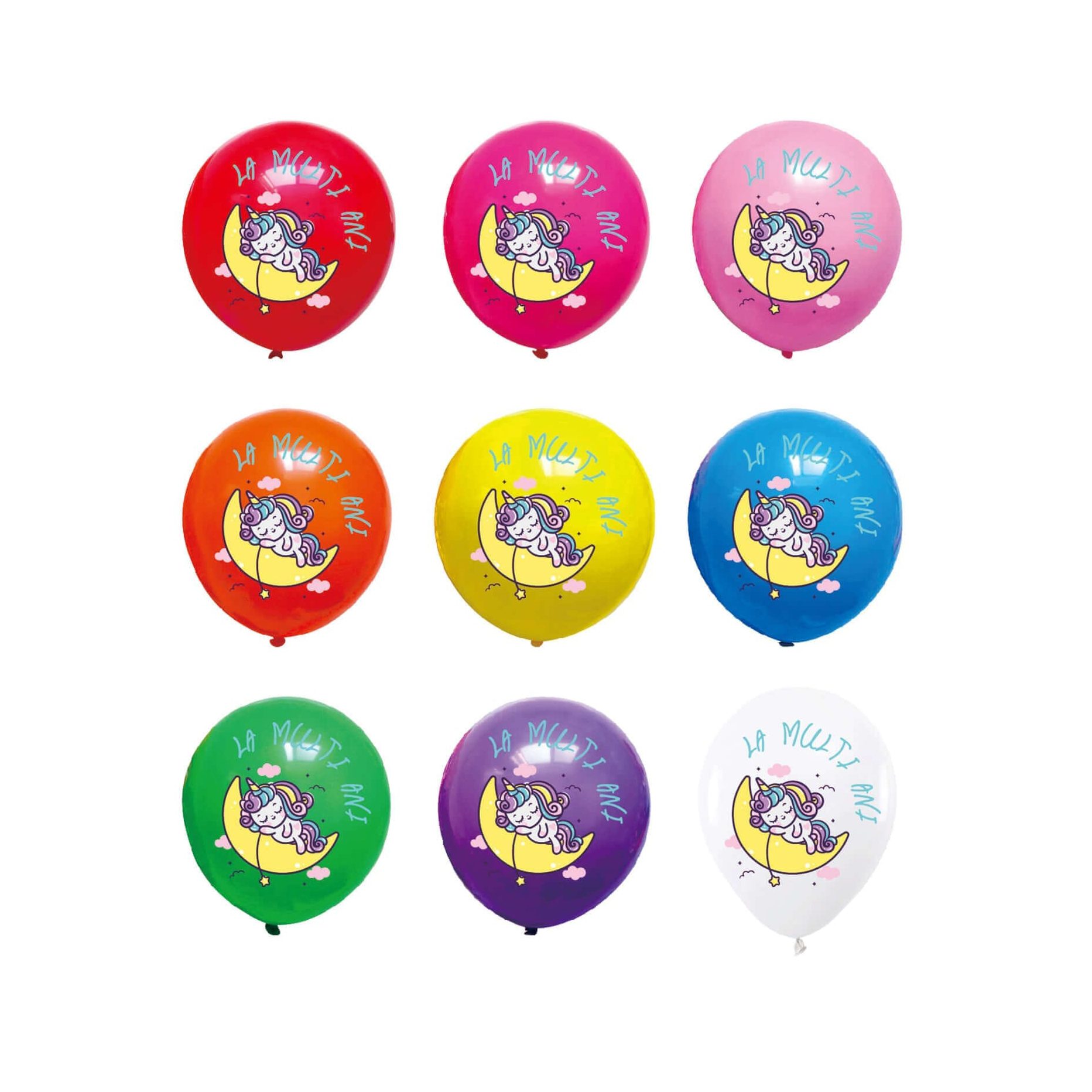 Set 20 baloane latex imprimeu unicorn , 30 cm , model 1