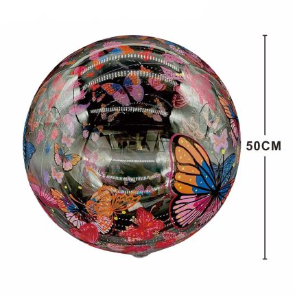 Set baloane bobo din poliuretan imprimeu fluturi , 50 cm