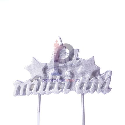 Lumanare la multi ani , argintiu