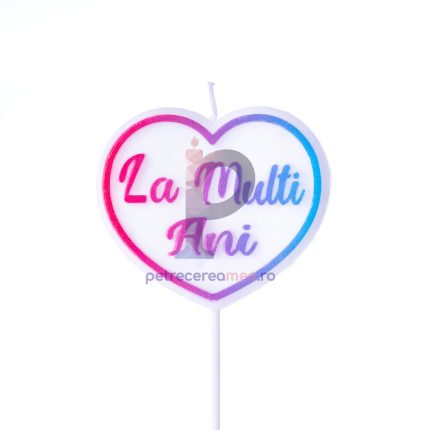 Lumanare la multi ani inima , multicolor