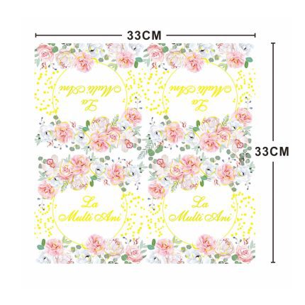 Set 20 servetele , la multi ani flori , 33x33 cm model 2