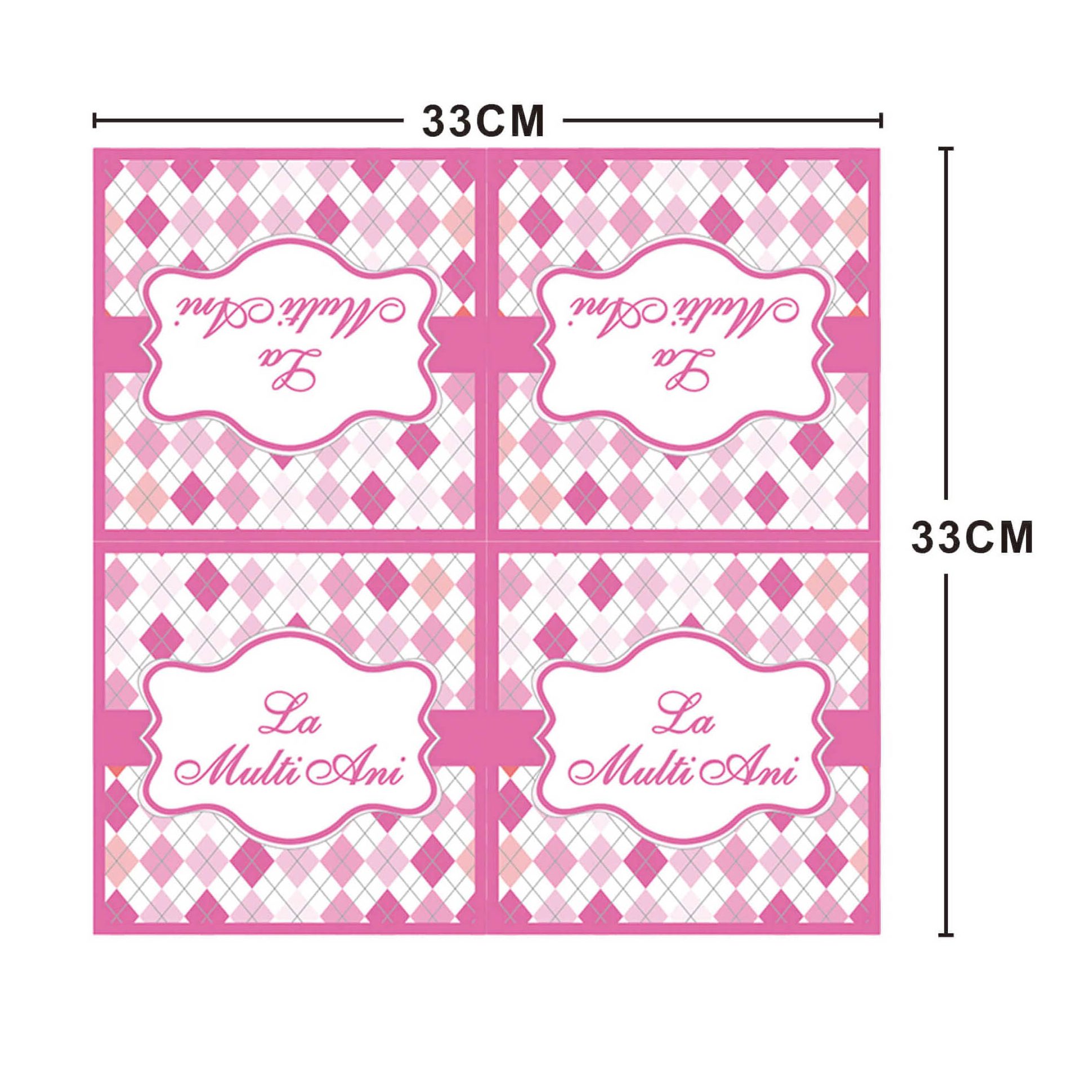 Set 20 servetele , la multi ani roz , 33x33 cm