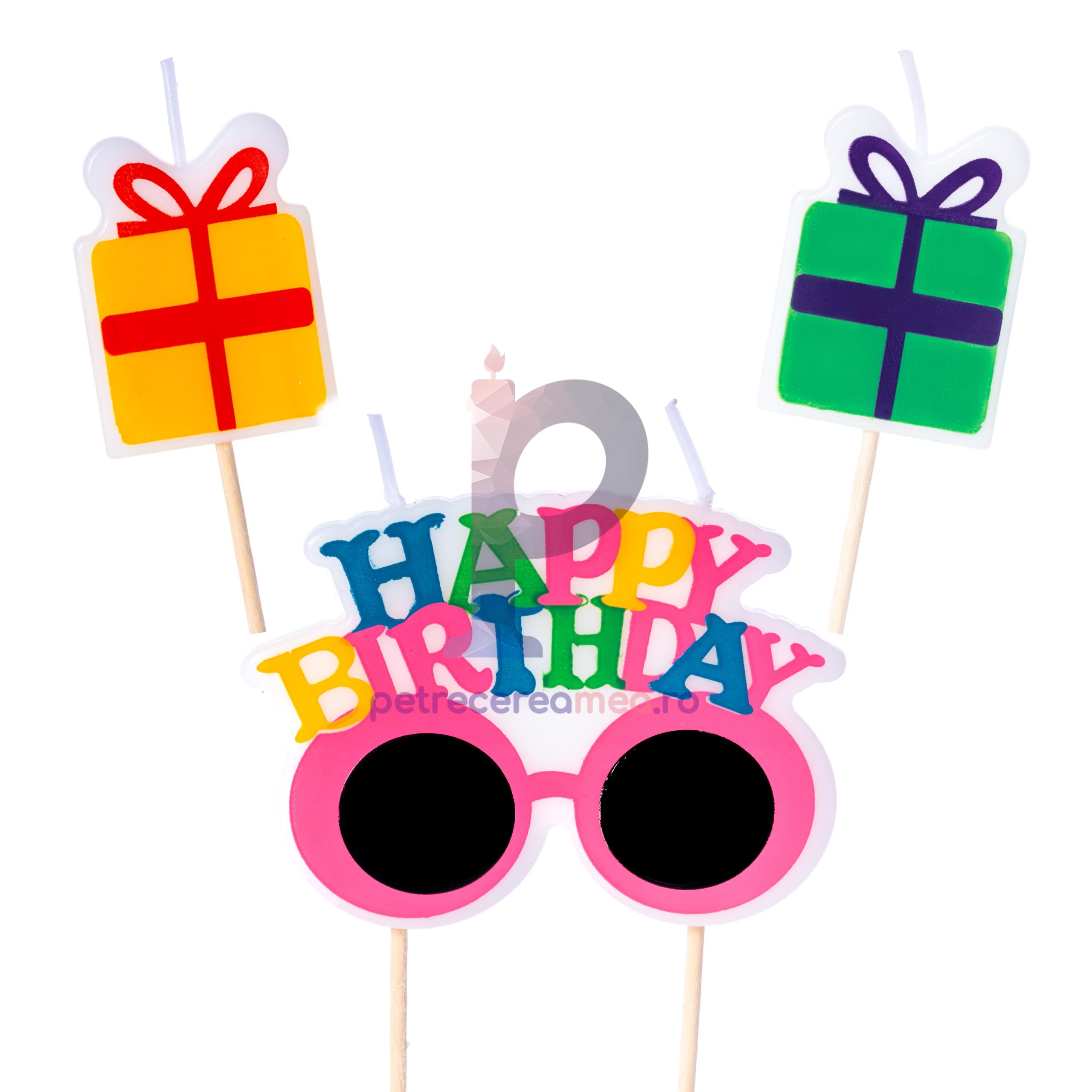 Set 3 lumanari Happy Birthday summer , multicolor