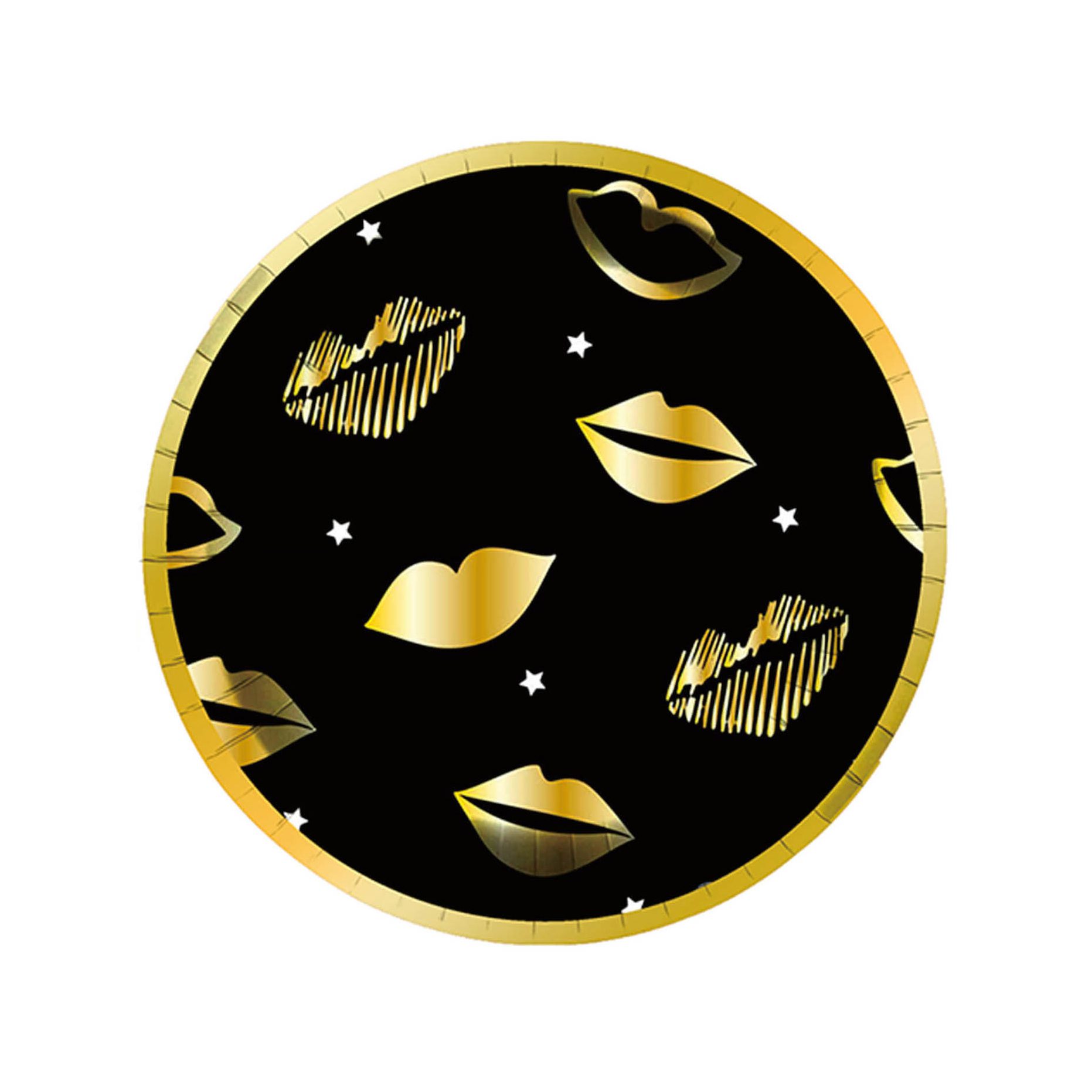 Set 8 farfurii din carton , buze aurii