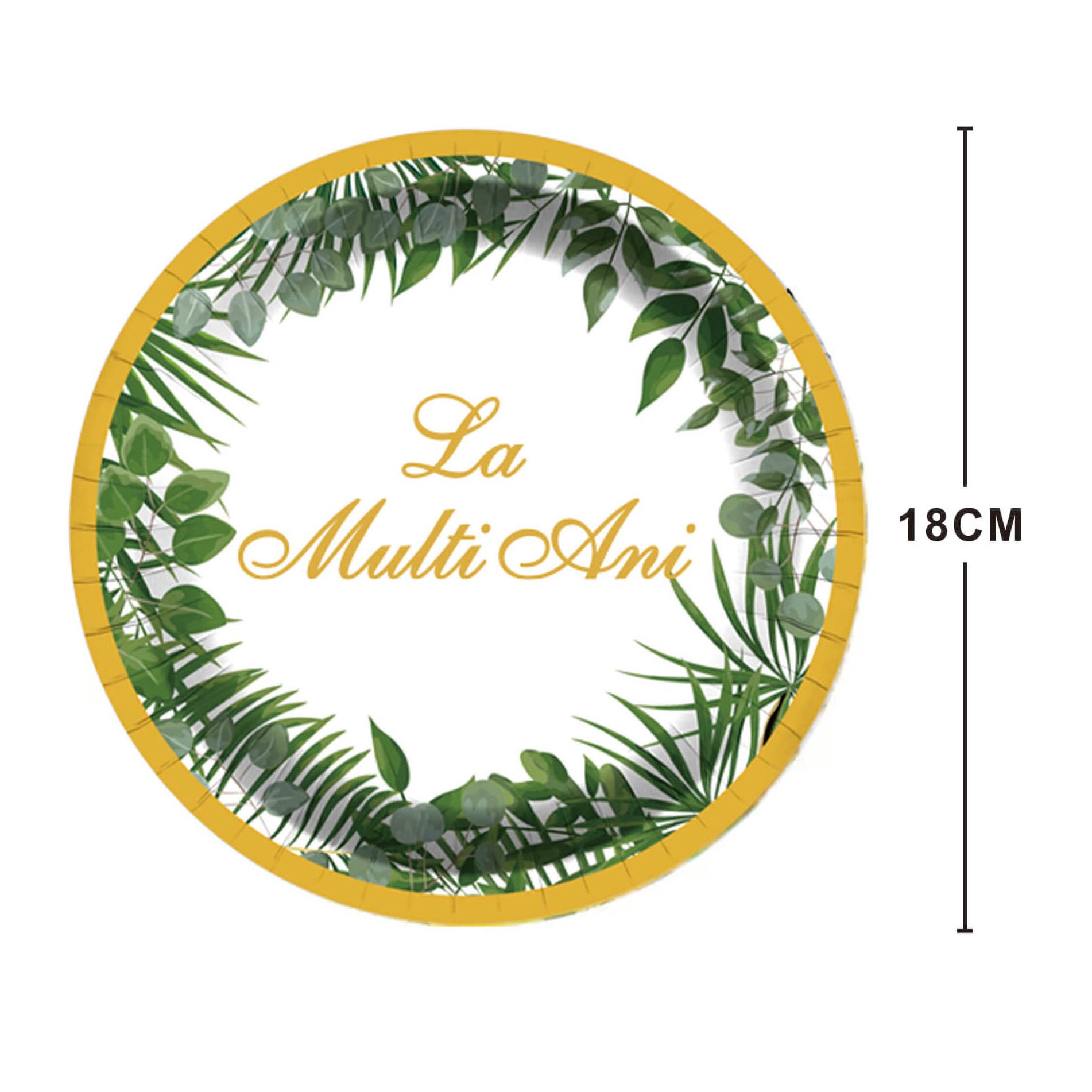 Set 8 farfurii din carton , la multi ani , 18 cm