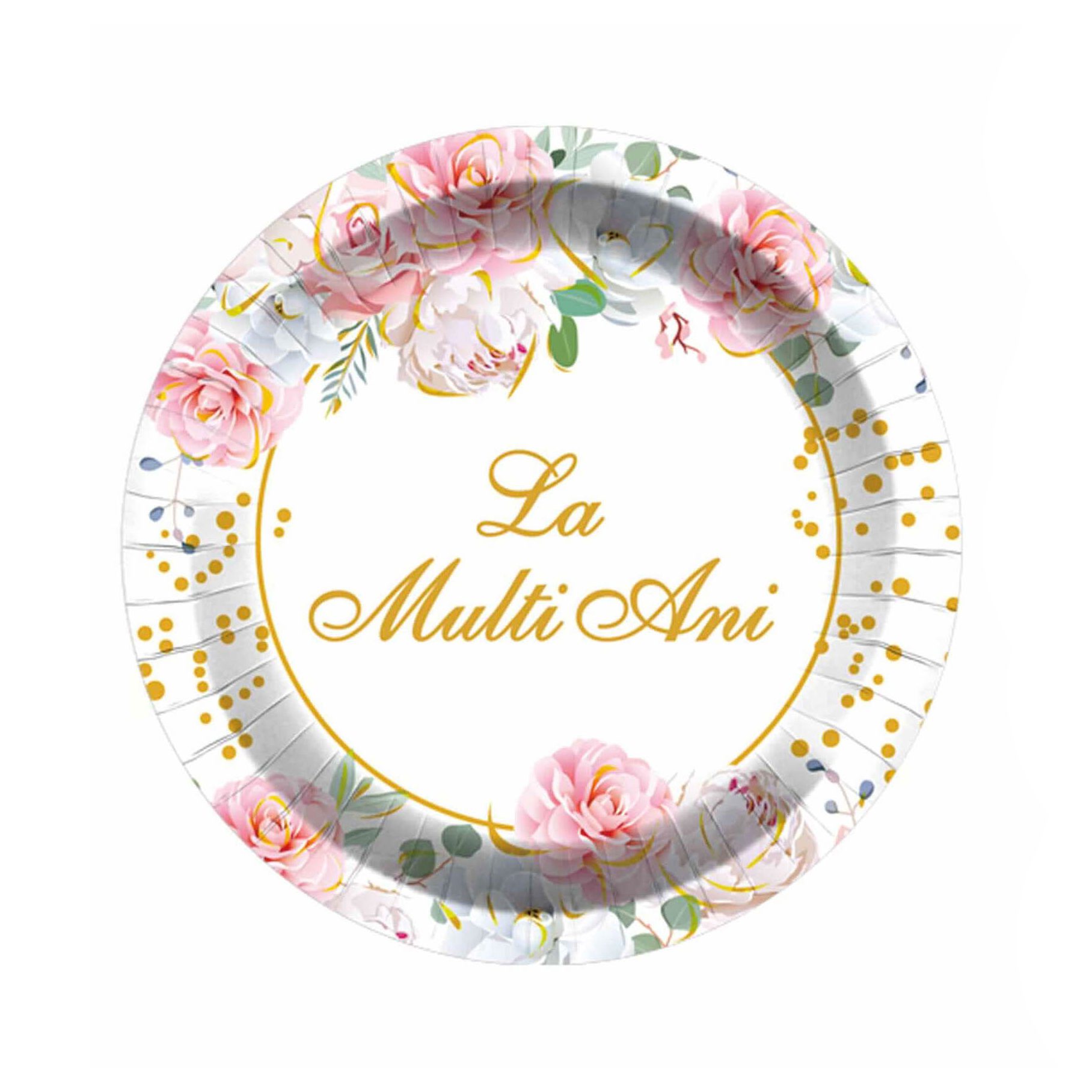 Set 8 farfurii din carton , la multi ani flori