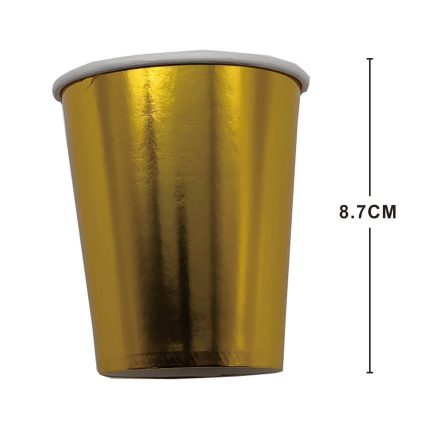 Set 8 pahare din carton , auriu , 8.7 cm