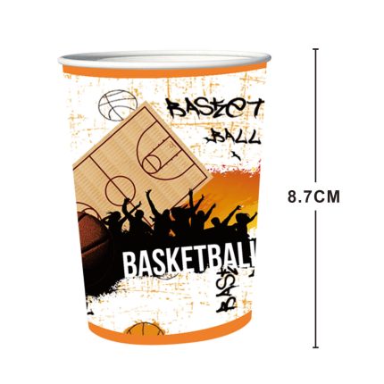Set 8 pahare din carton , basketball , 8.7 cm
