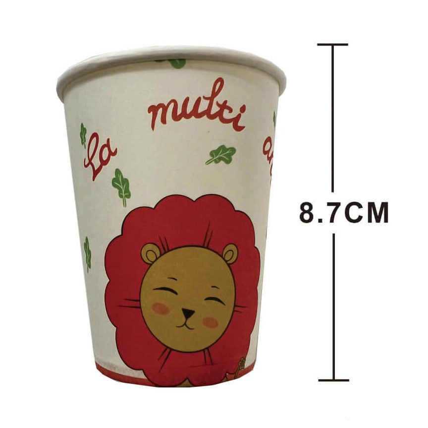 Set 8 pahare din carton , la mutli ani leu , 8.7 cm