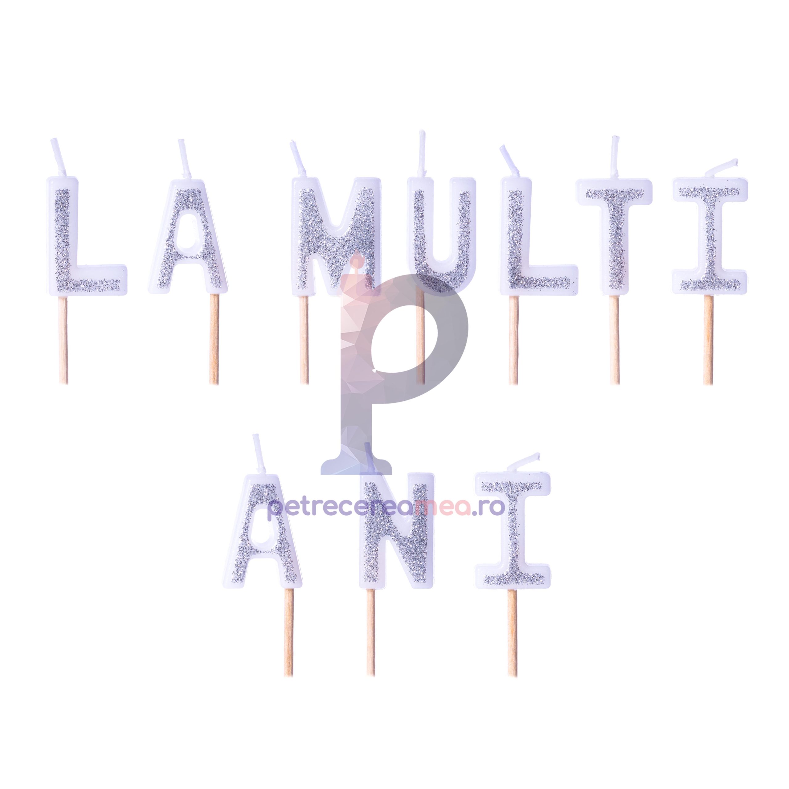 Set lumanari , la multi ani , argintiu