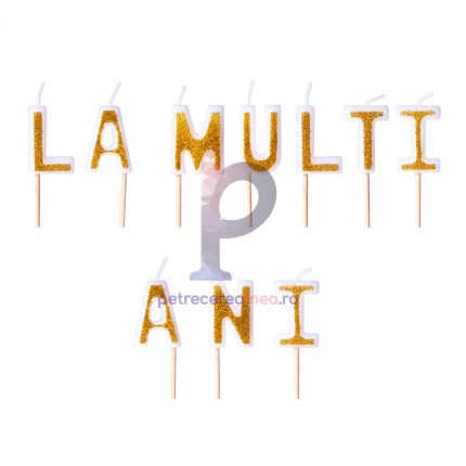 Set lumanari , la multi ani cu sclipici , auriu