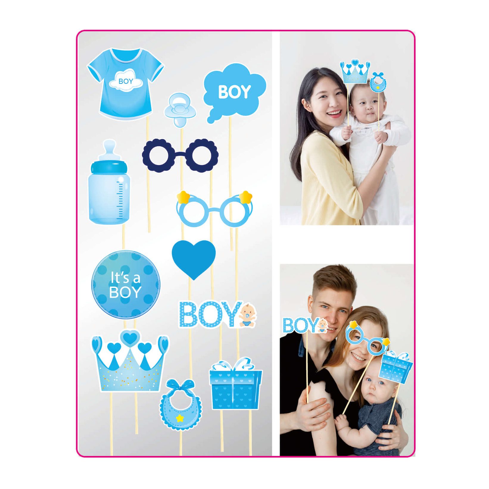 Set 12 sabloane foto props , BOY , albastru