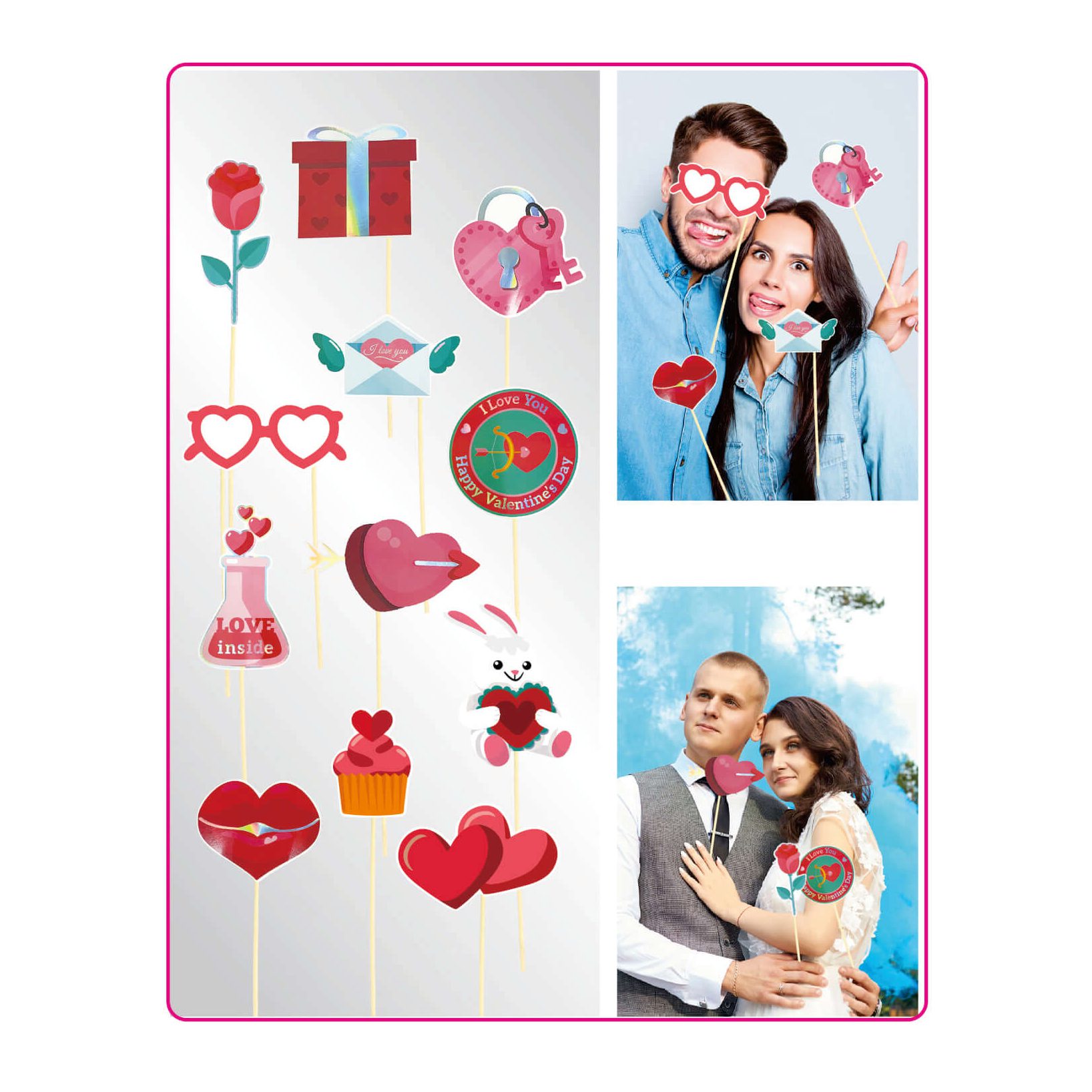 Set 12 sabloane foto props , LOVE , rosu