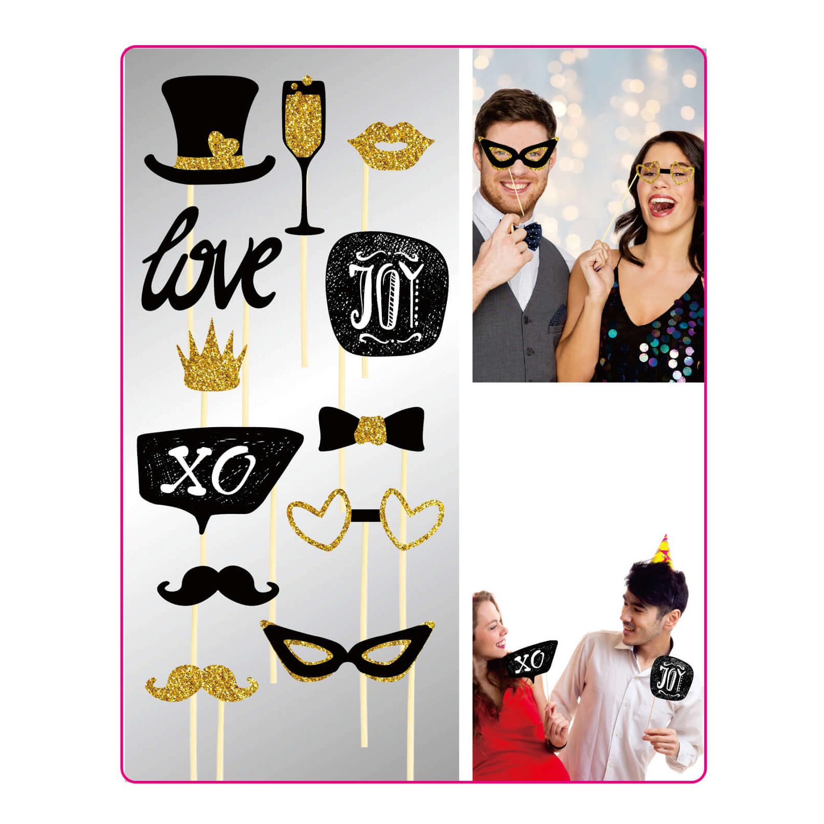 Set 12 sabloane foto props , Love , negru & auriu