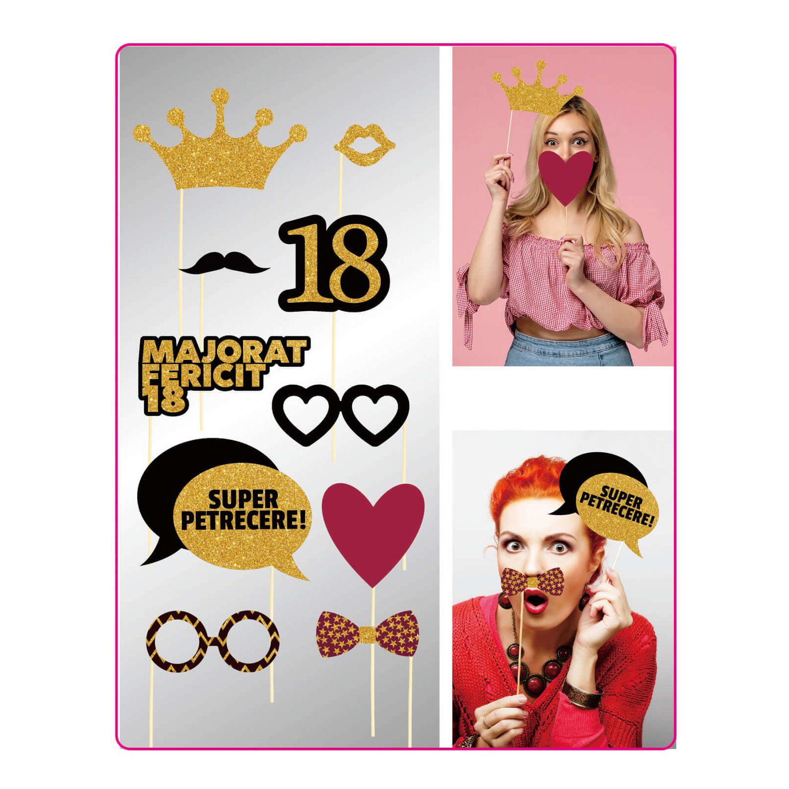 Set 12 sabloane foto props , Majorat , multicolor