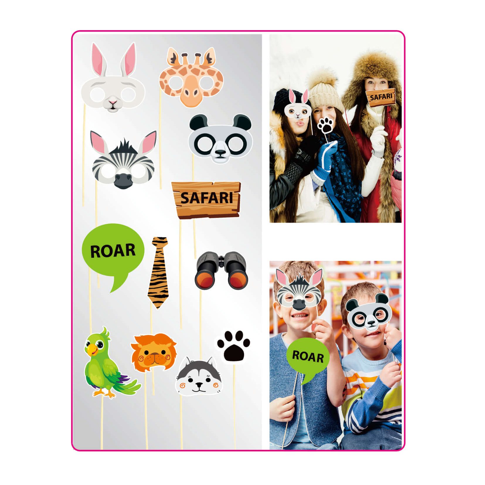 Set 12 sabloane foto props , animalutele din jungla , multicolor