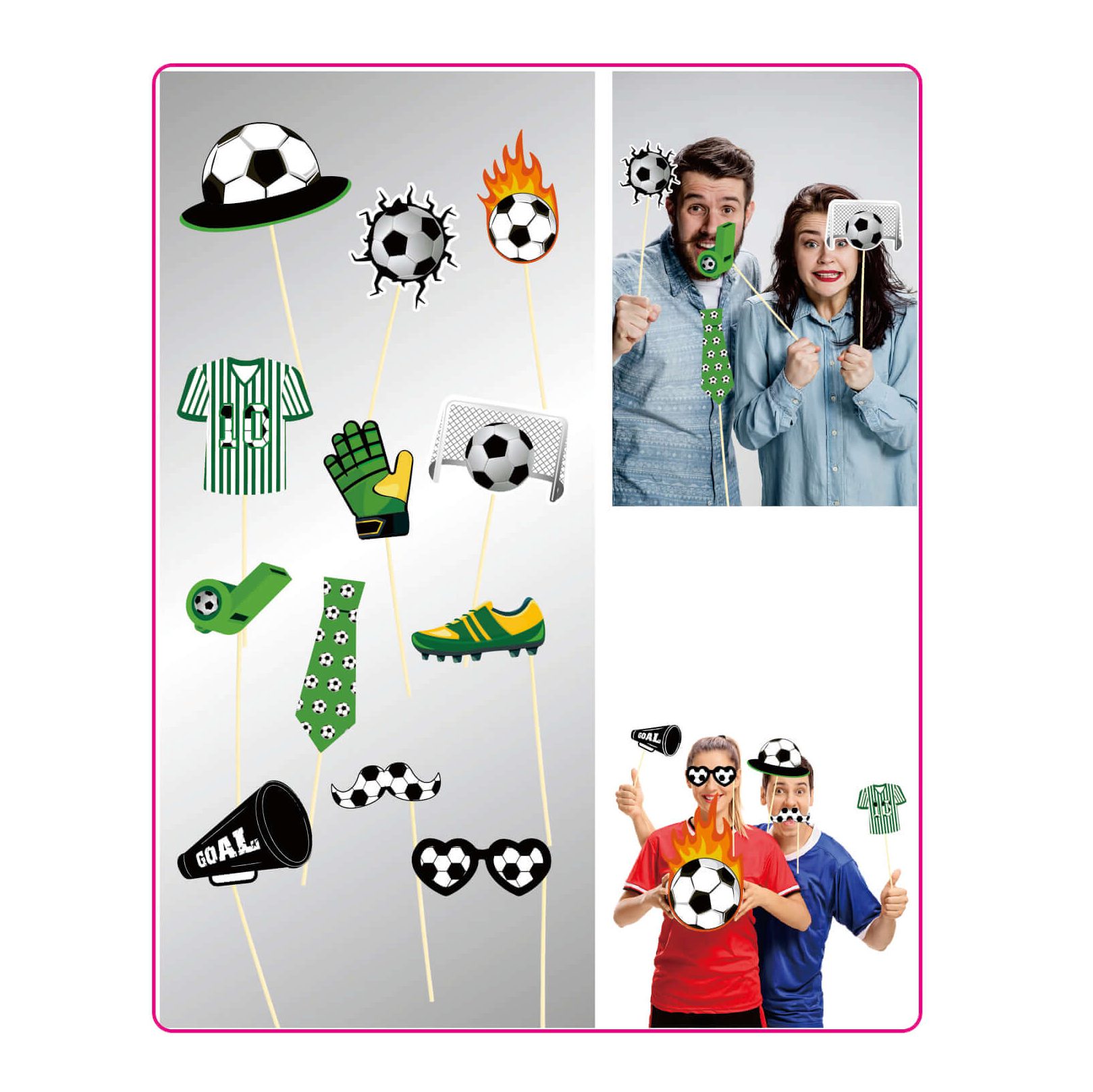 Set 12 sabloane foto props , fotbal , verde & negru